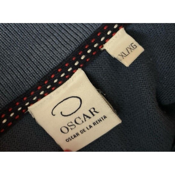 Oscar de la Renta Men’s Sweater XL Blue Half Zip Pullover Cotton Knit Casual - Picture 6 of 7